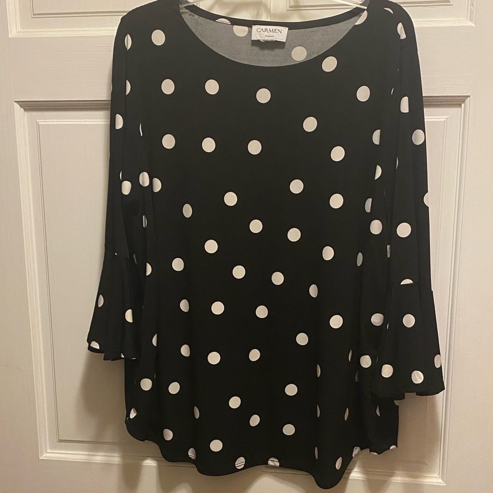 Elegant Black and White Polka Dot Blouse